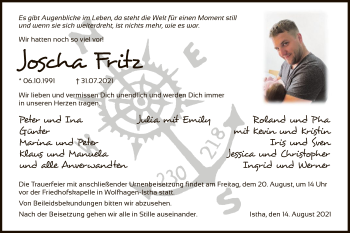 Traueranzeige von Joscha Fritz von HNA