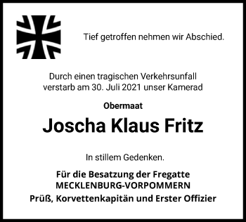 Traueranzeige von Joscha Fritz von HNA