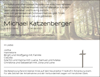 Traueranzeige von Michael Katzenberger von HNA