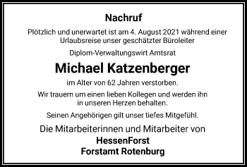 Traueranzeige von Michael Katzenberger von HNA