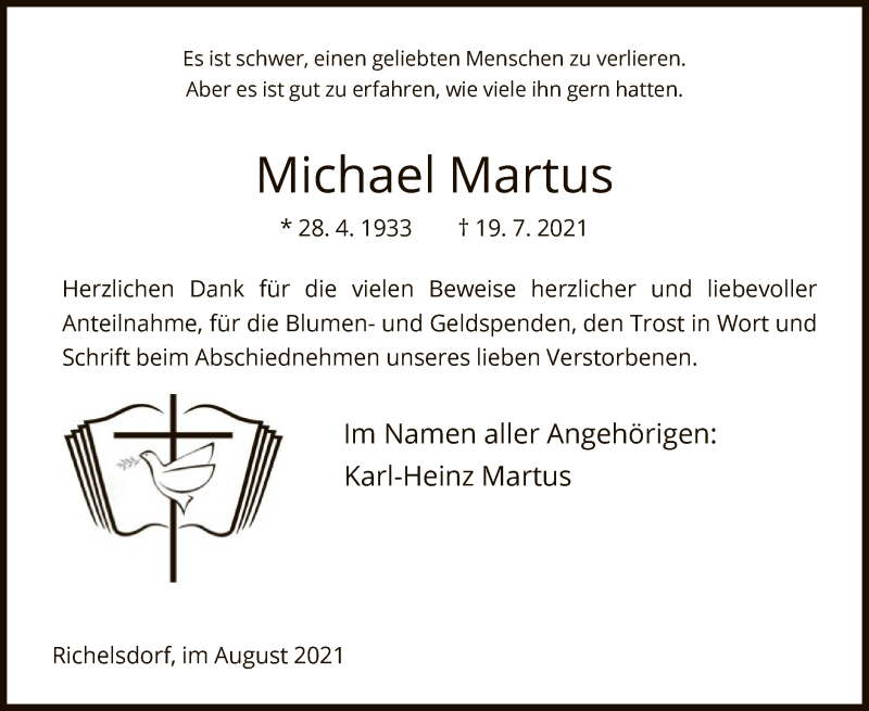 Traueranzeigen Von Michael Martus Trauerhnade