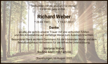 Traueranzeige von Richard Weber von HNA