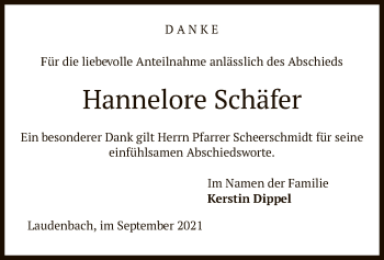 Traueranzeige von Hannelore Schäfer von HNA