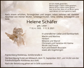 Traueranzeige von Helene Schäfer von HNA