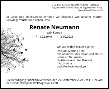 Traueranzeige von Renate Neumann von HNA