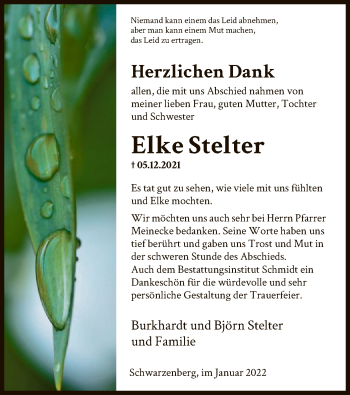 Traueranzeige von Elke Stelter von HNA