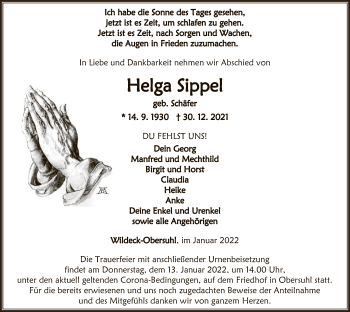 Traueranzeige von Helga Sippel von HNA