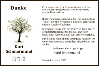 Traueranzeige von Kurt Schmermund von HNA