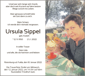 Traueranzeige von Ursula Sippel von HNA