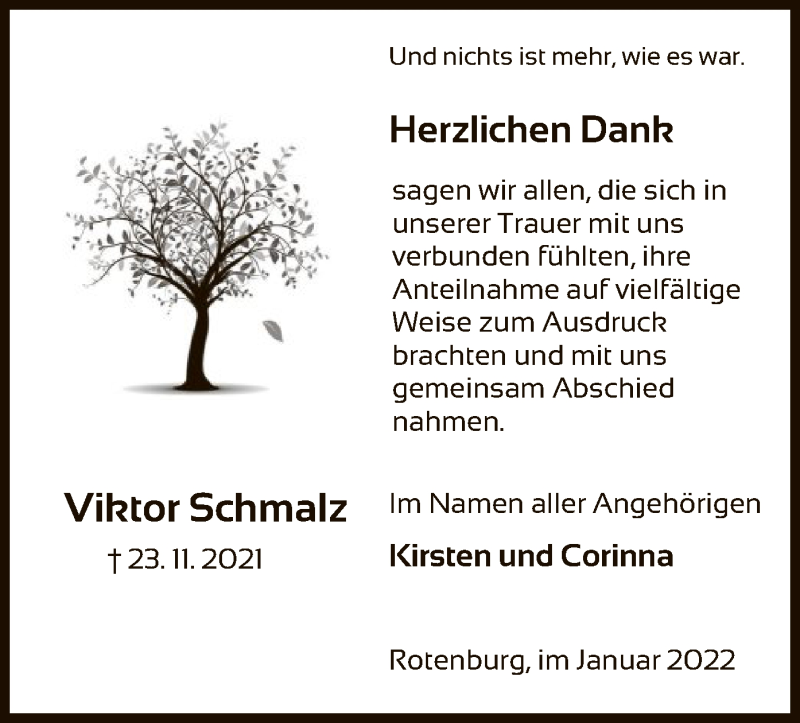 Traueranzeigen Von Viktor Schmalz | Trauer.HNA.de