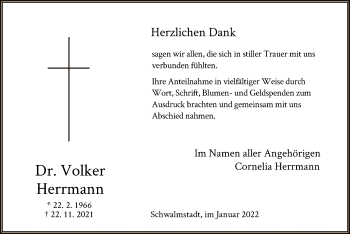 Traueranzeige von Volker Herrmann von HNA