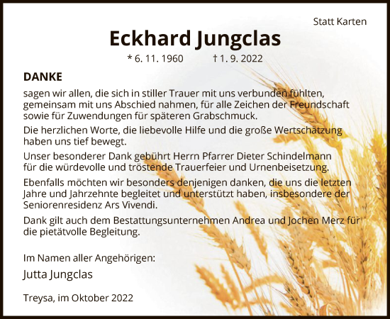 Traueranzeige von Eckhard Jungclas von HNA