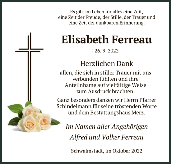 Traueranzeige von Elisabeth Ferreau von HNA