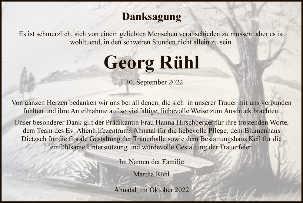  Traueranzeige für Georg Rühl vom 28.10.2022 aus HNA