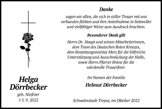 Traueranzeige von Helga Dörrbecker von HNA