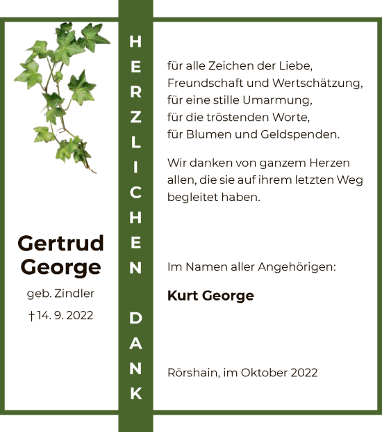 Traueranzeige von Kurt George von HNA