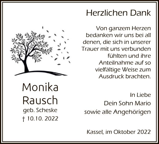 Traueranzeige von Monika Rausch von HNA