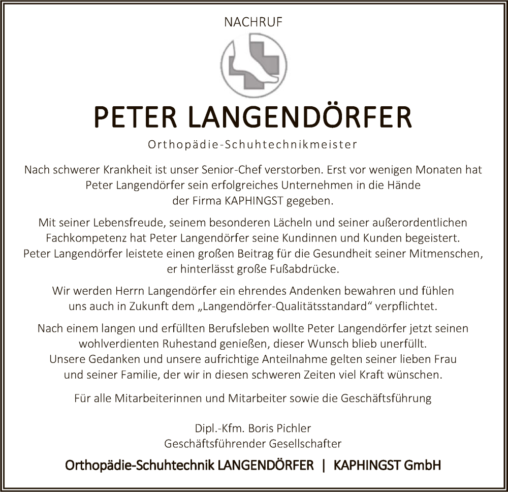  Traueranzeige für Peter Langendörfer vom 06.10.2022 aus HNA