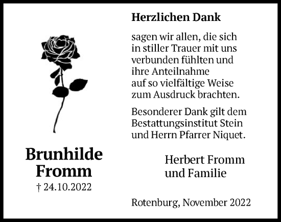 Traueranzeige von Brunhilde Fromm von HNA