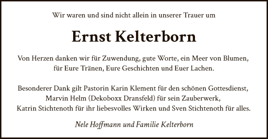 Traueranzeige von Ernst Kelterborn von HNA