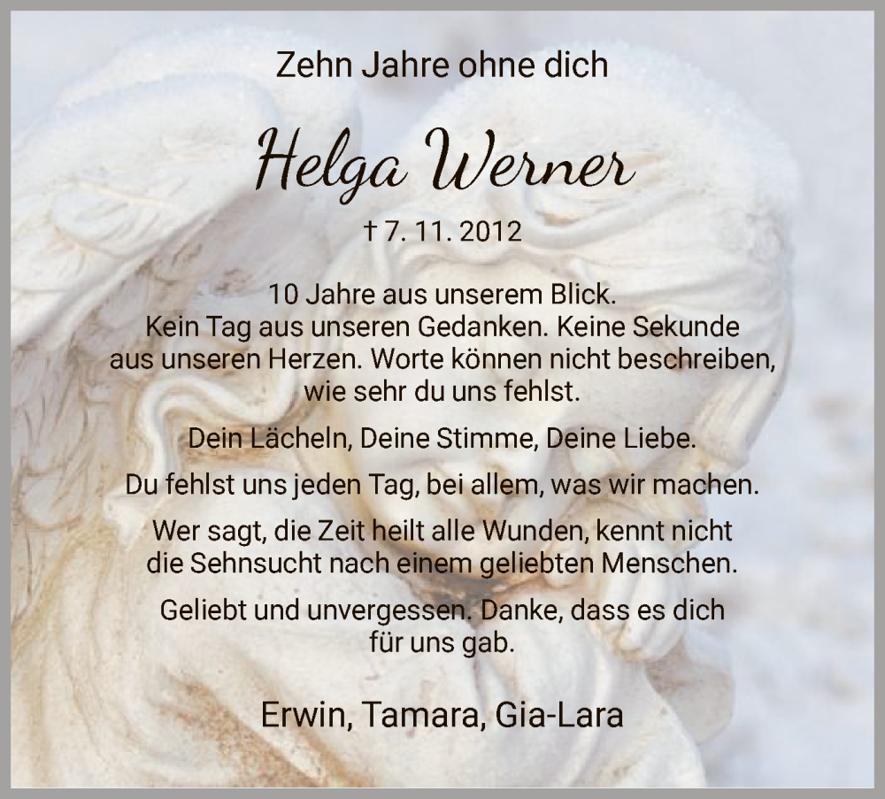 Traueranzeige für Helga Werner vom 05.11.2022 aus HNA
