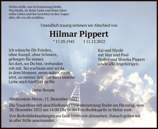 Traueranzeige von Hilmar Pippert von HNA