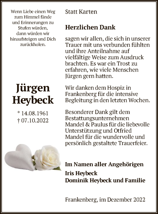 Traueranzeige von Jürgen Heybeck von HNA
