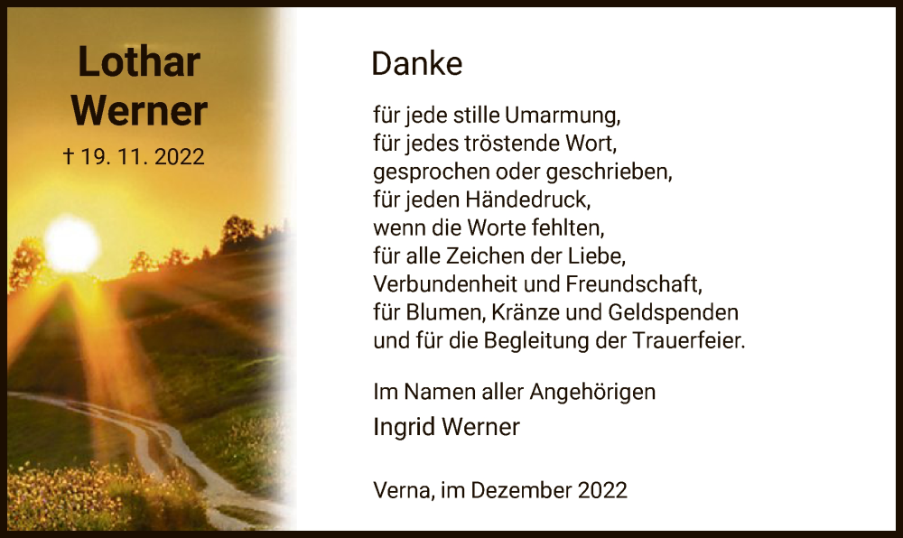  Traueranzeige für Lothar Werner vom 31.12.2022 aus HNA