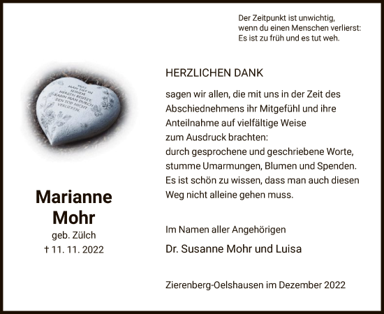 Traueranzeige von Marianne Mohr von HNA