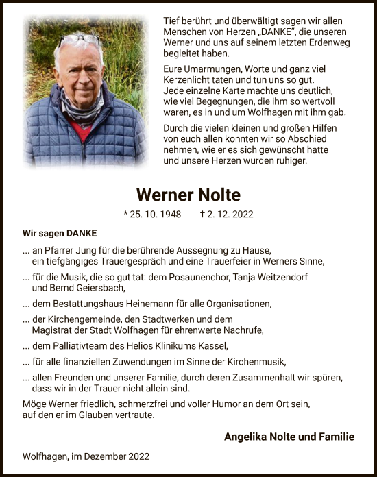 Traueranzeige von Werner Nolte von HNA