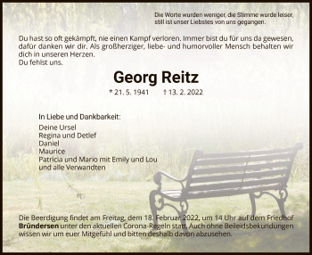 Traueranzeige von Georg Reitz von HNA