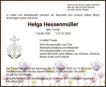 Traueranzeige von Helga Hessenmüller von HNA