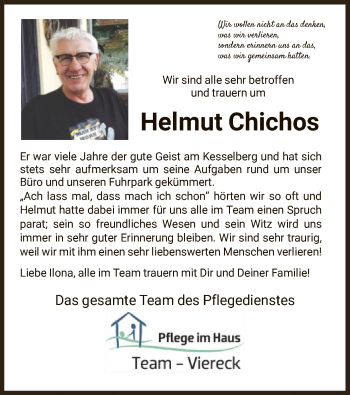 Traueranzeige von Helmut Chichos von HNA