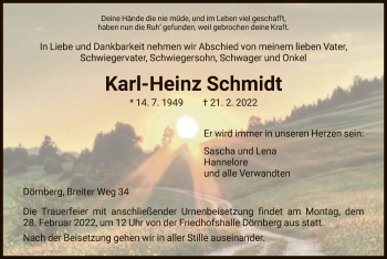 Traueranzeige von Karl-Heinz Schmidt von HNA