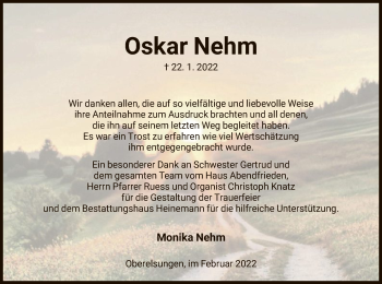 Traueranzeige von Oskar Nehm von HNA