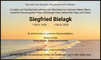 Traueranzeige von Siegfried Bielagk von HNA