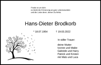 Traueranzeige von Hans-Dieter Brodkorb von HNA