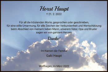 Traueranzeige von Horst Haupt von HNA