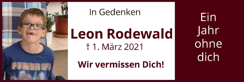  Traueranzeige für Leon Rodewald vom 01.03.2022 aus HNA