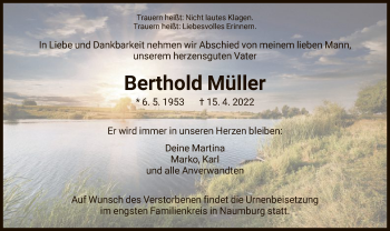 Traueranzeige von Berthold Müller von HNA