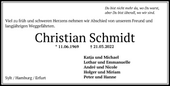 Traueranzeige von Christian Schmidt von HNA