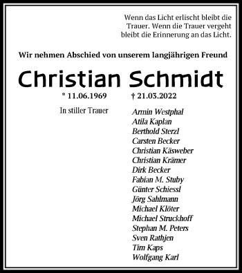 Traueranzeige von Christian Schmidt von HNA