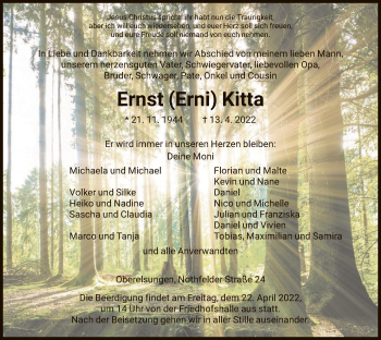 Traueranzeige von Ernst  Kitta von HNA