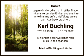 Traueranzeige von Karl Büchling von HNA