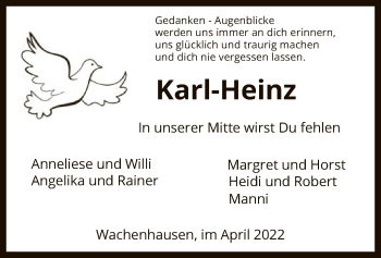 Traueranzeige von Karl-Heinz  von HNA