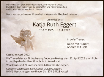 Traueranzeige von Katja Ruth Eggert von HNA