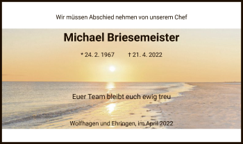 Traueranzeige von Michael Briesemeister von HNA