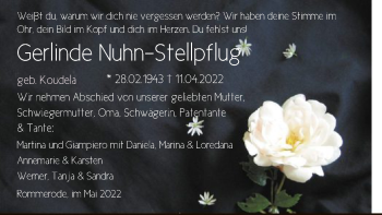 Traueranzeige von Gerlinde Nuhn-Stellpflug von HNA