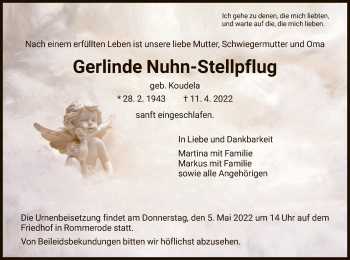 Traueranzeige von Gerlinde Nuhn-Stellpflug von HNA