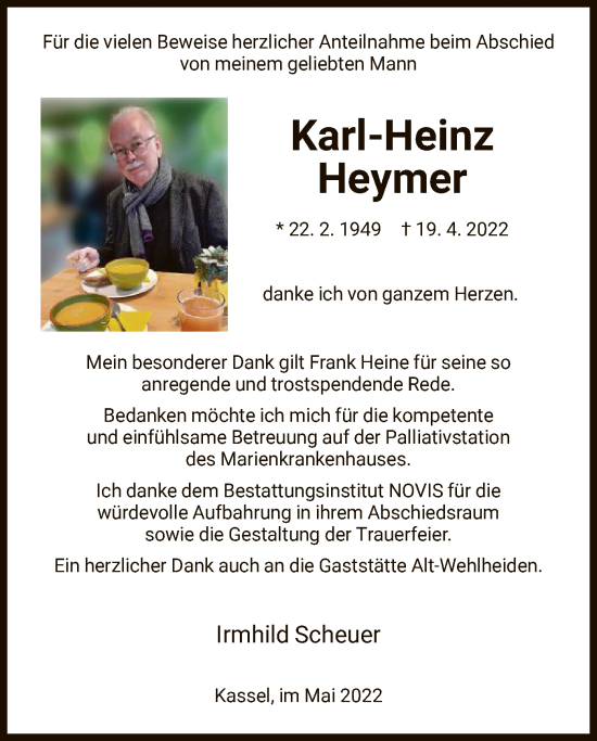 Traueranzeige von Karl-Heinz Heymer von HNA